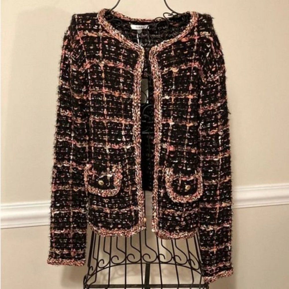 Multicolor Sioni Chanel-Style Long Sleeve Knit Cardigan Sweater (NWT)